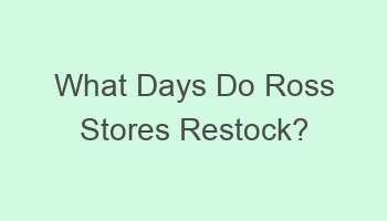 what days do ross stores restock 701942